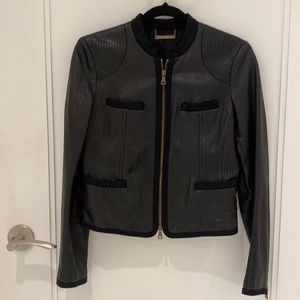 Diane Von Furstenberg Charcoal Leather Jacket